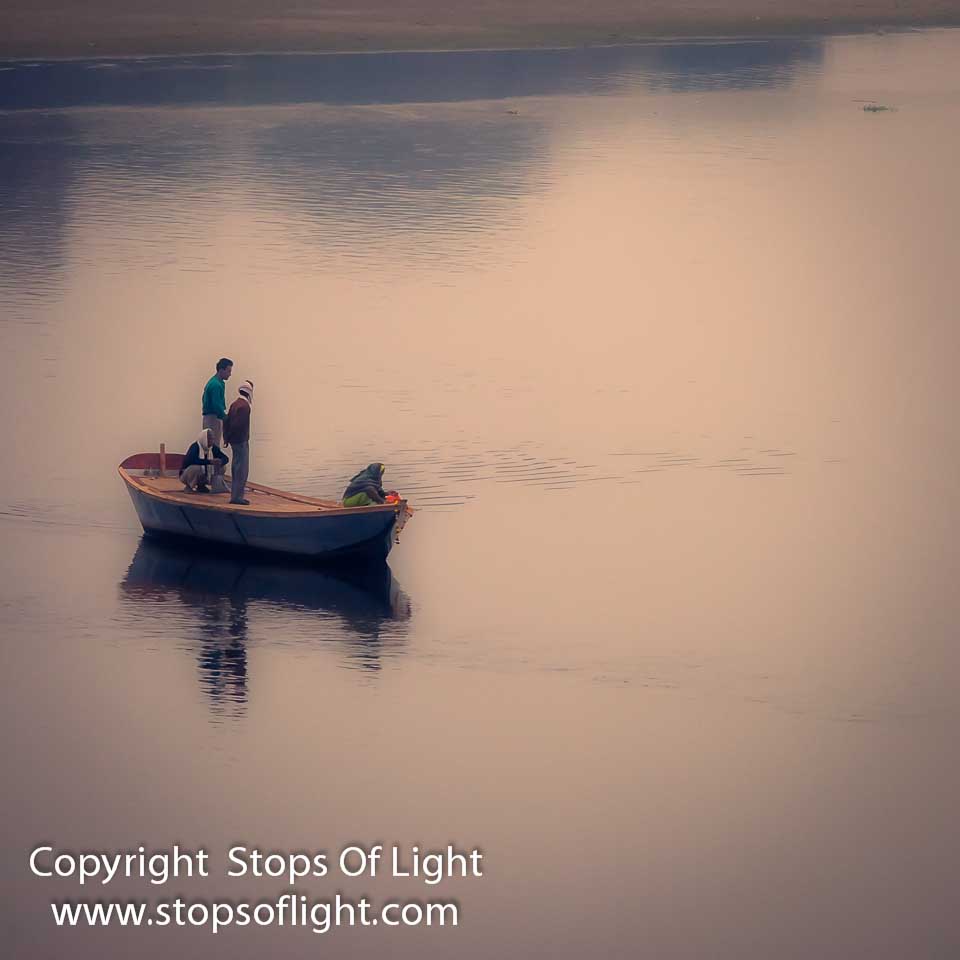 fine art print - boat on the river yamuna